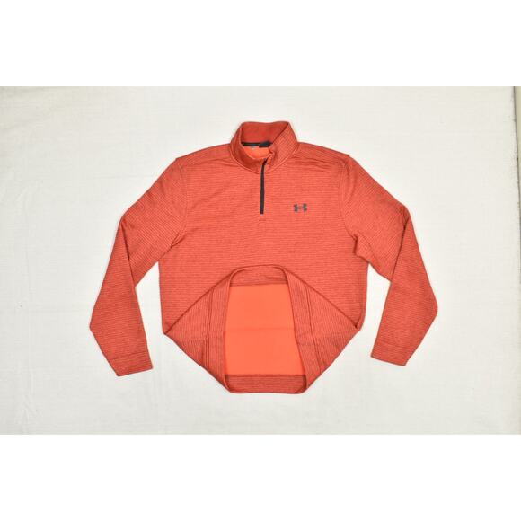 Under Armour Sweater Mens Large Red Storm Golf Half Zip Pullover Athletic Warm - Picture 2 of 8